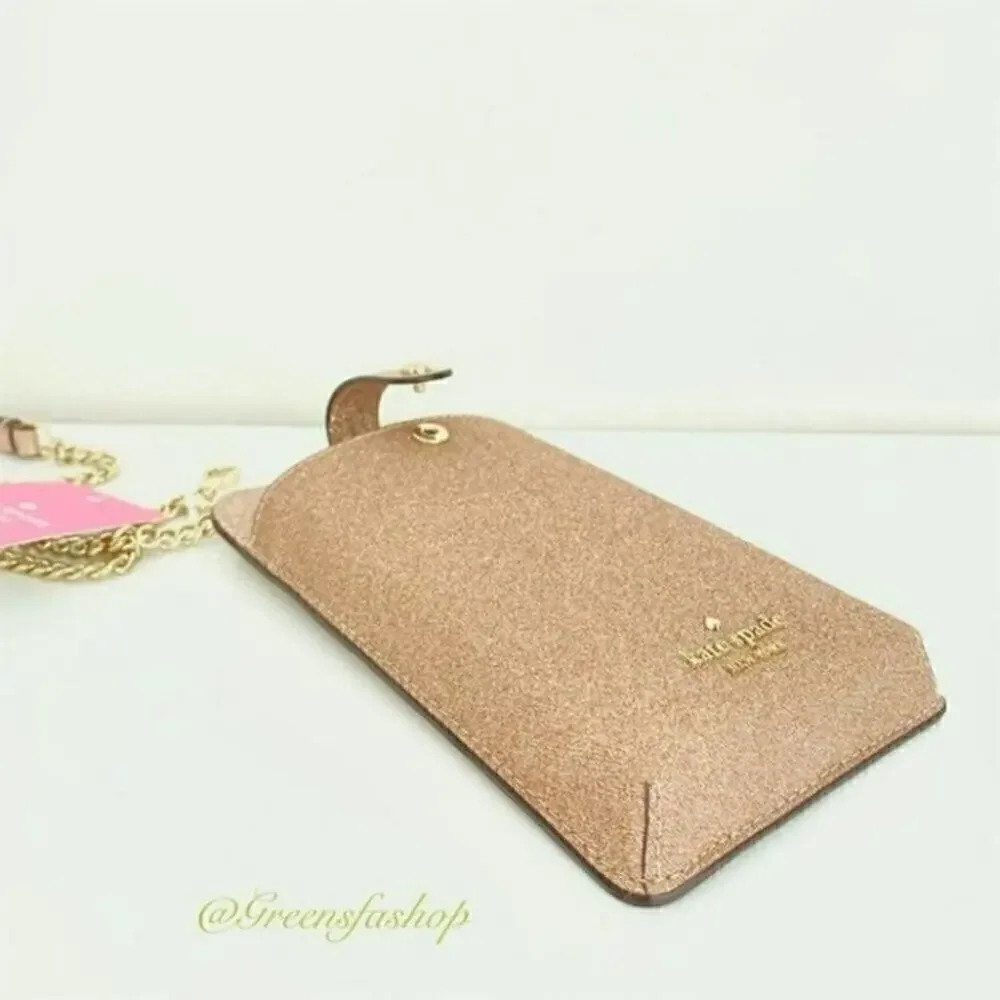Kate spade purse shimmy glitter boxed north south tab phone crossbody new